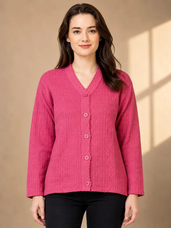 Pink_Wool_&_Cotton_Cardigan_For_Women
