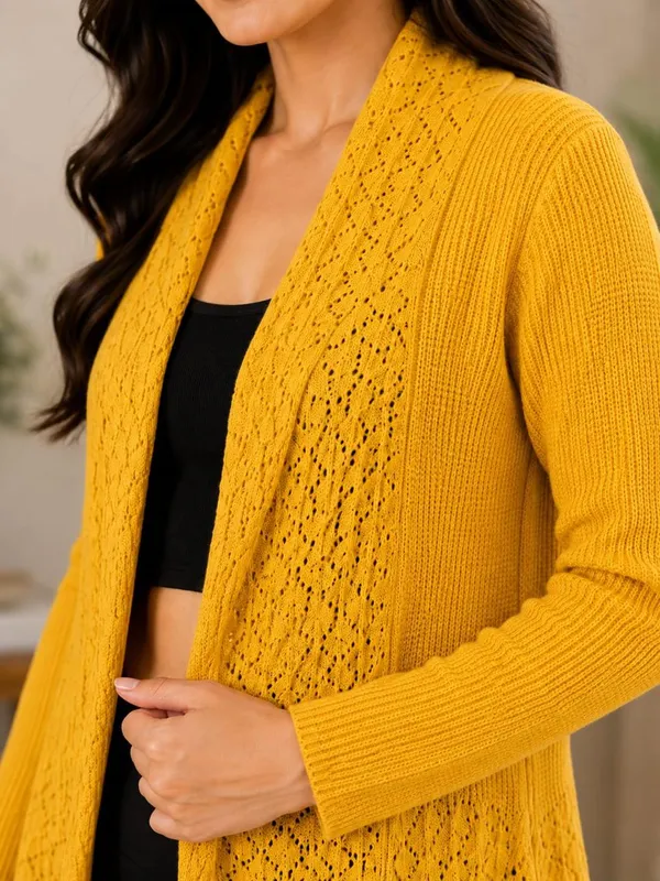 Yellow_Wool_Cardigan_For_Women