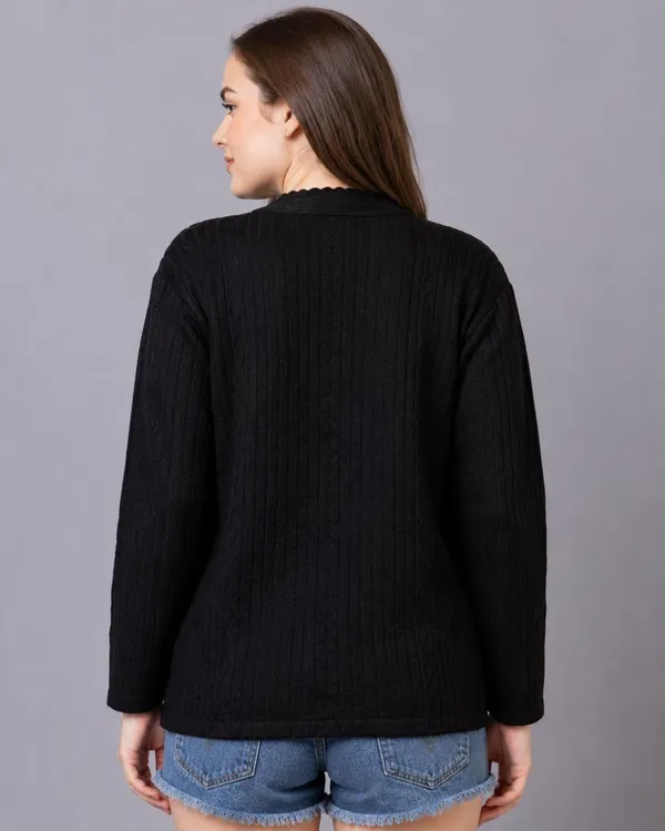 Black_Knit_Regular_Fit_Cardigan_For_Women