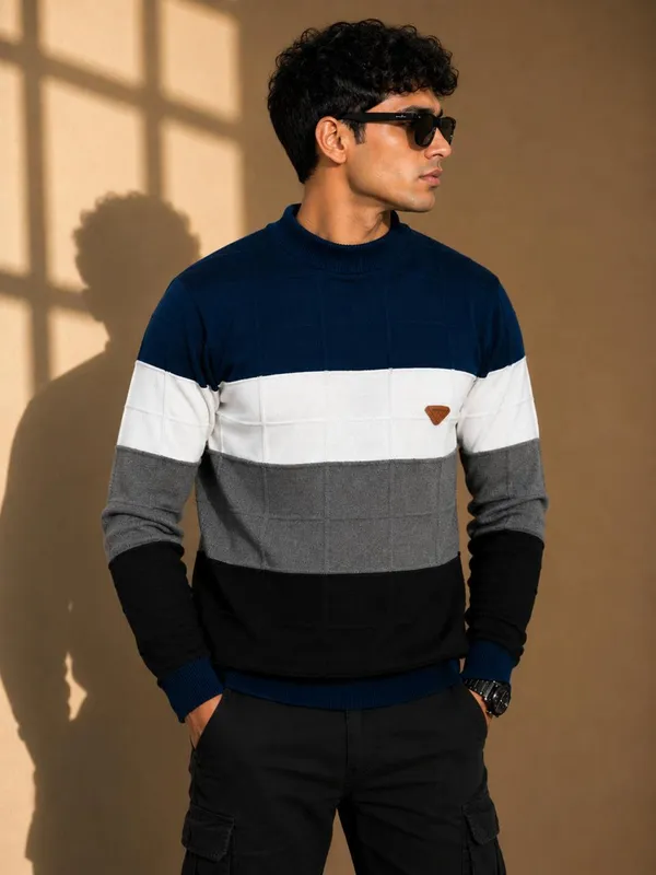 Multicolour_Wool_&_Cotton_Sweater_For_Men