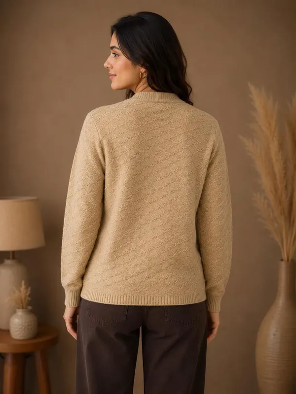 Beige_Wool_Rainbow_Cardigan_For_Women