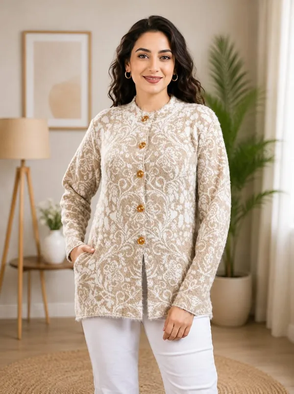 Beige_Wool_Hair_Cardigan_For_Women