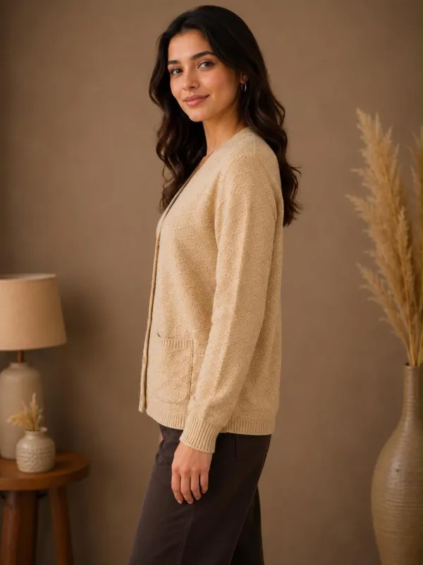 Beige_Wool_Rainbow_Cardigan_For_Women