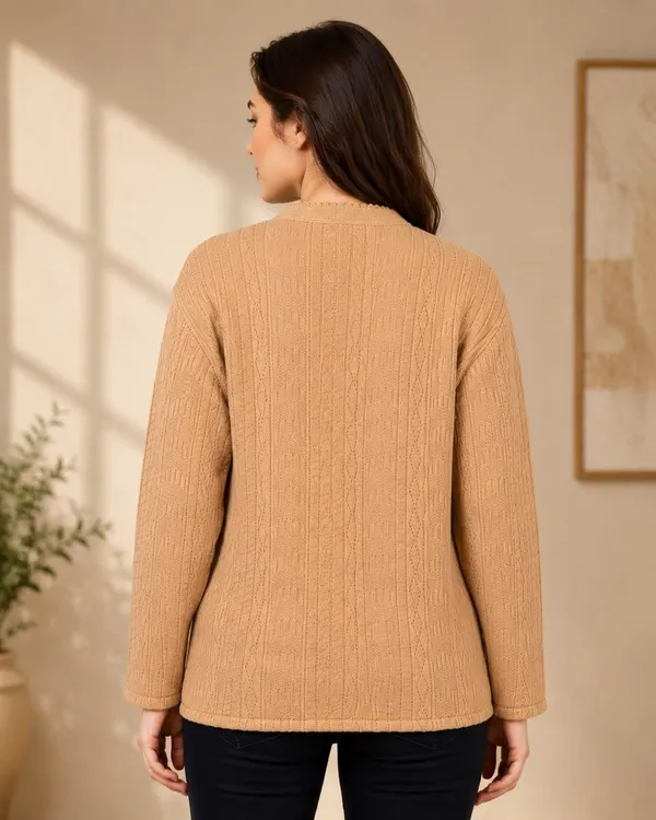 Beige_Knitted_Regular_Fit_Cardigan_for_Women