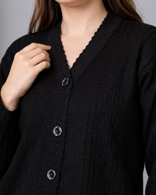 Black_Knit_Regular_Fit_Cardigan_For_Women