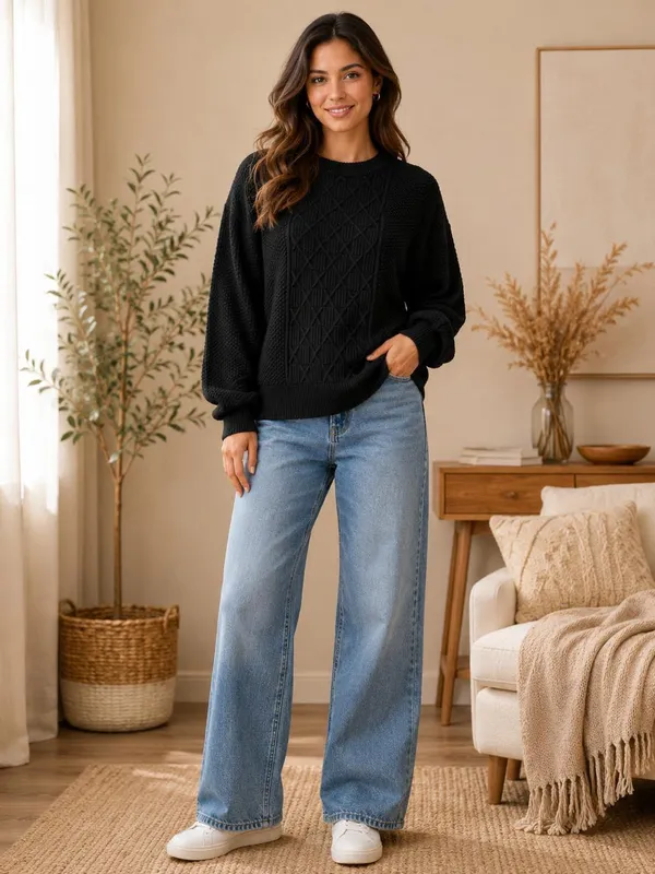 Black_Rainbow_Wool_Sweater_For_Women