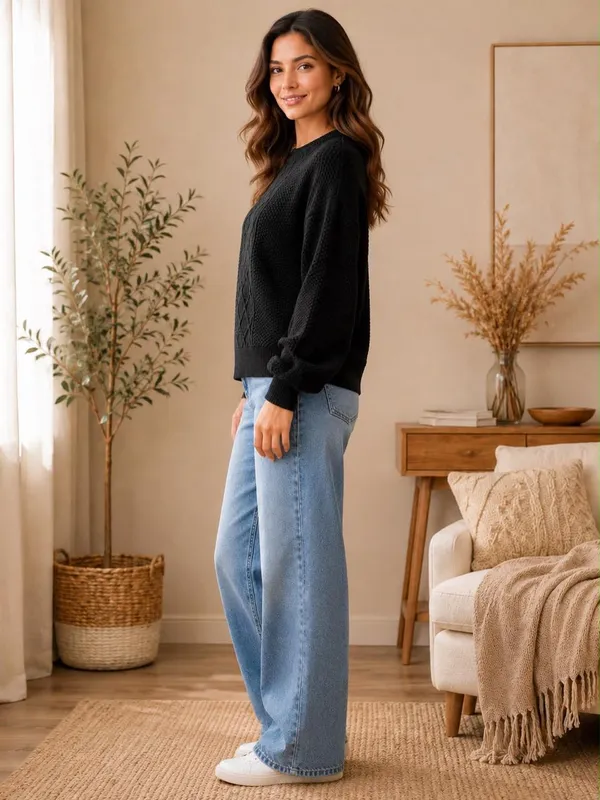 Black_Rainbow_Wool_Sweater_For_Women