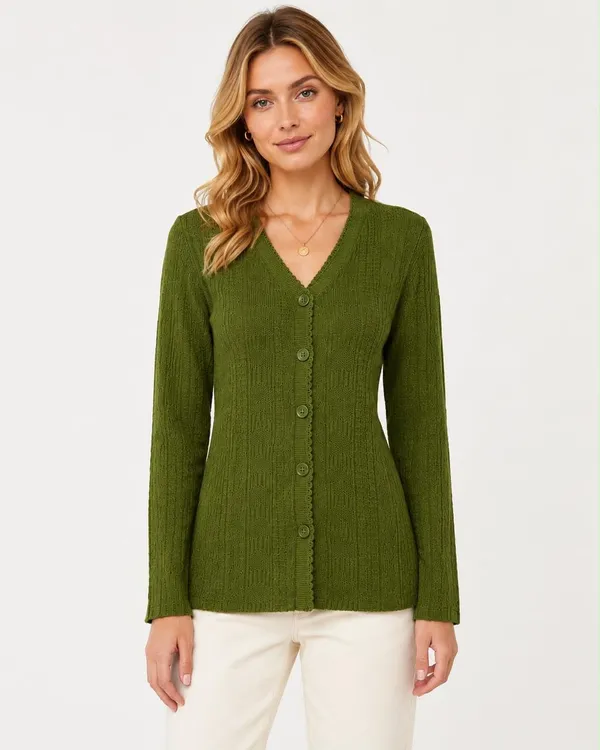 Green_Wool_&_Cotton_Cardigan_For_Women