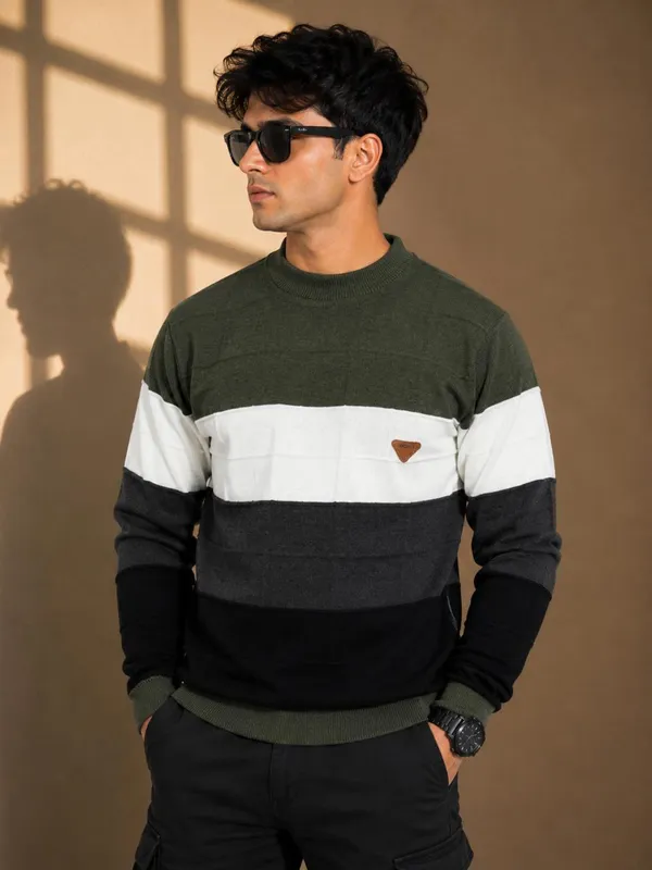 Multicolour_Wool_&_Cotton_Sweater_For_Men
