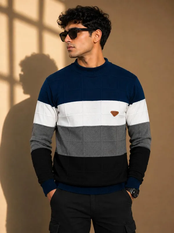 Multicolour_Wool_&_Cotton_Sweater_For_Men
