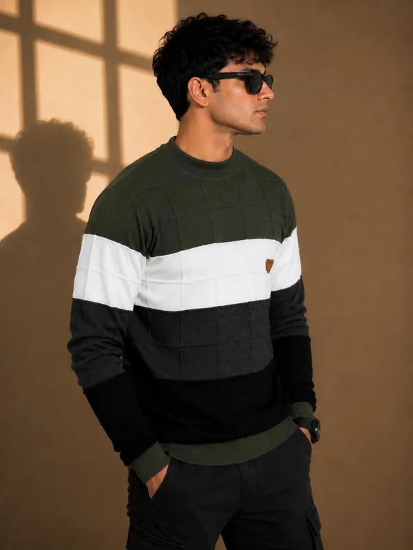 Multicolour_Wool_&_Cotton_Sweater_For_Men