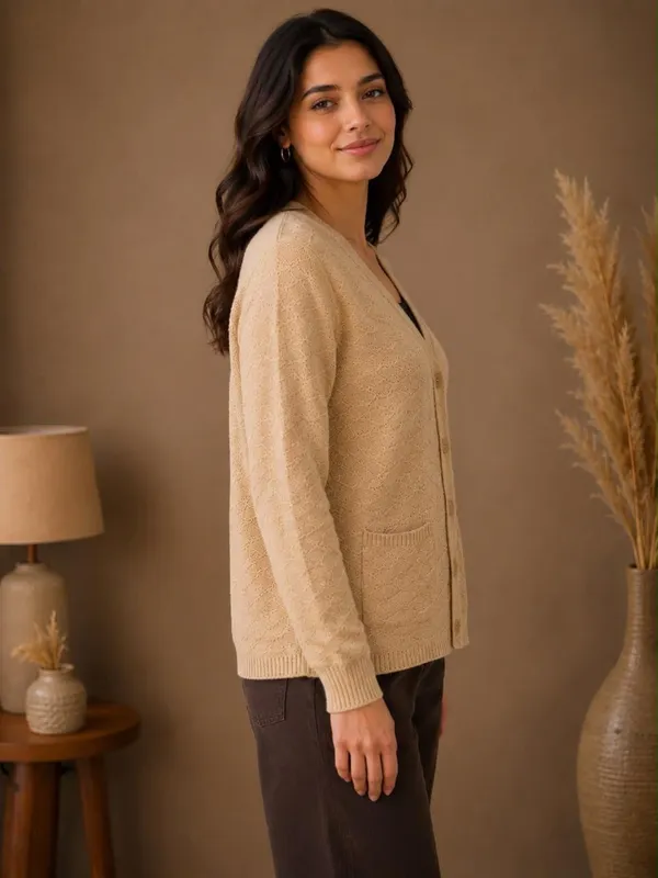Beige_Wool_Rainbow_Cardigan_For_Women