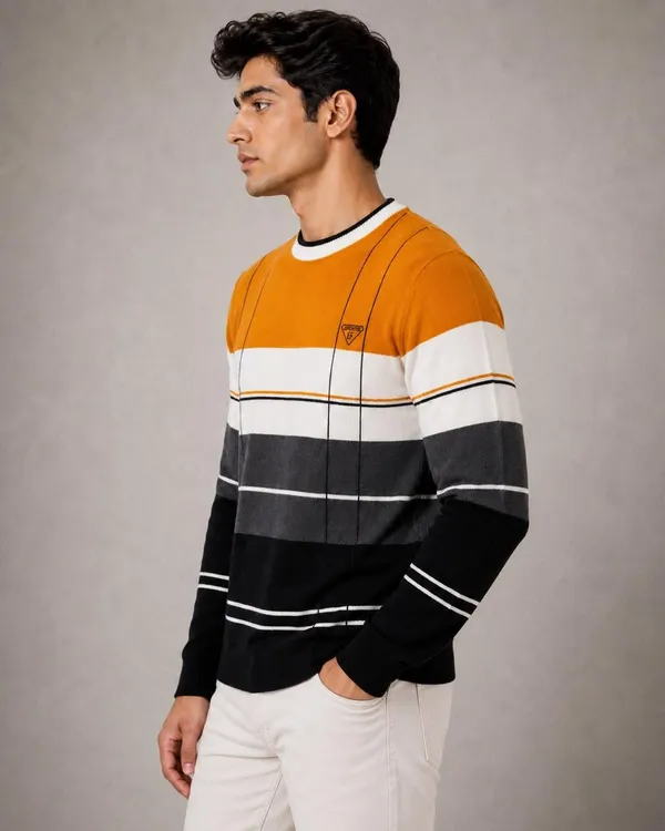 Multicolour_Wool_&_Cotton_Sweater_For_Men