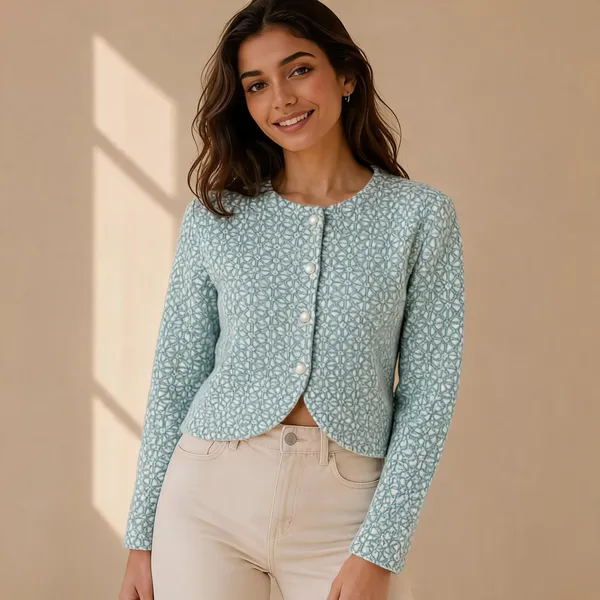Blue_Wool_Cropped_Fit_Cardigan_For_Women