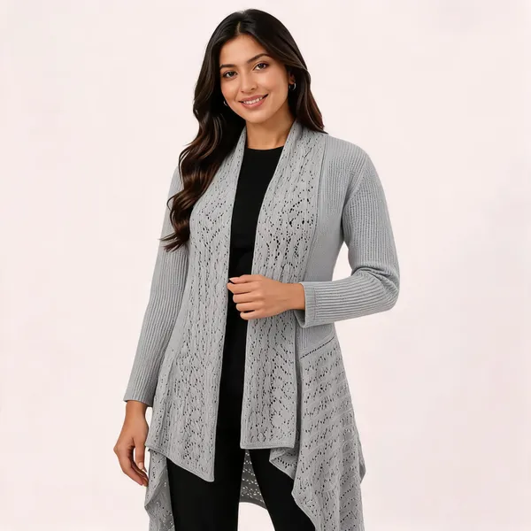 Grey_Wool_Longline_Open_Front_Cardigan_For_Women