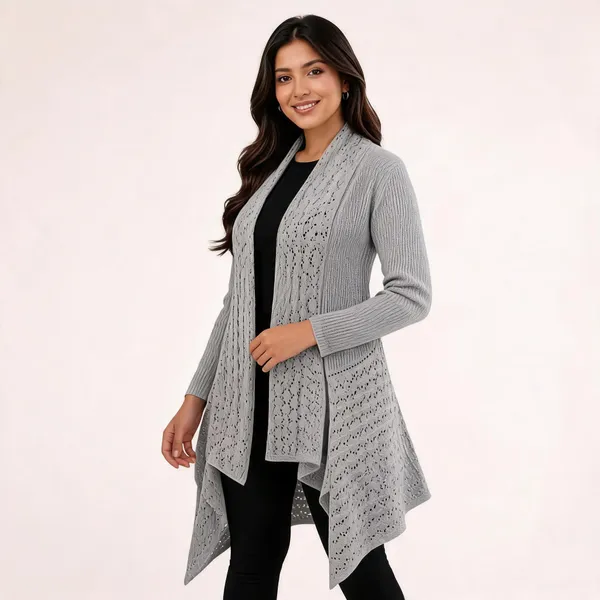 Grey_Wool_Longline_Open_Front_Cardigan_For_Women