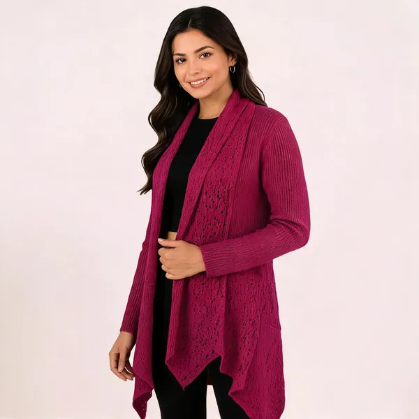 Magenta_Wool_Open_Front_Relaxed_Cardigan_For_Women