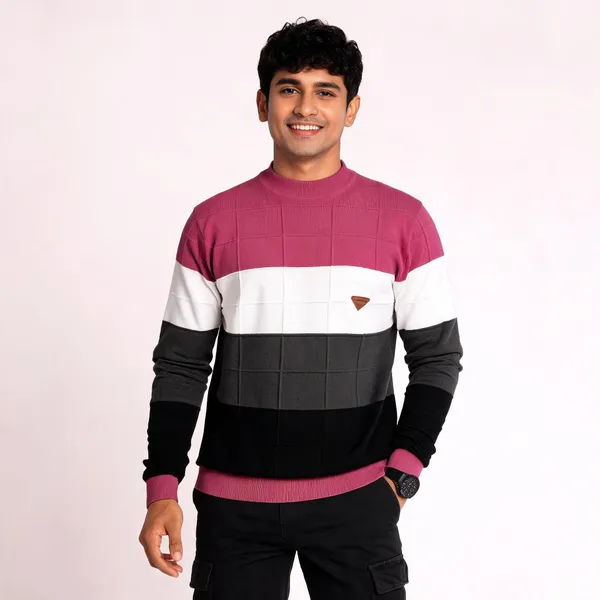 Pink_Wool_Blend_Colour_Block_Sweatshirt_For_Men