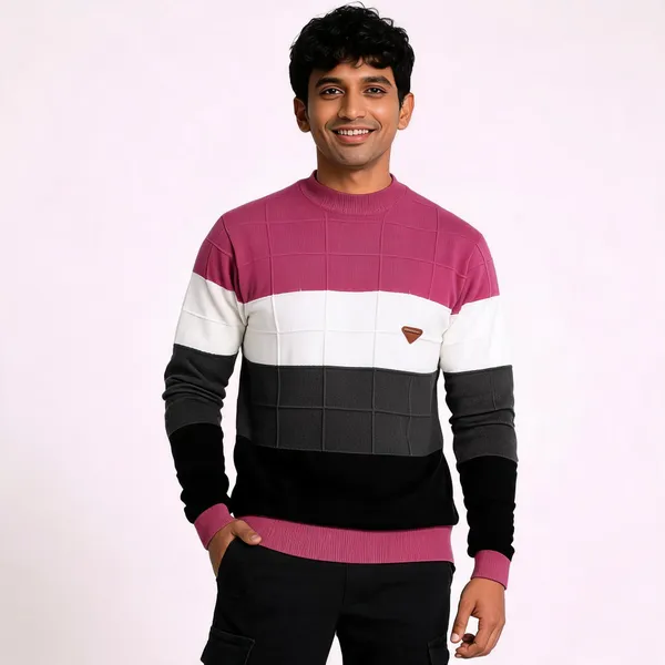 Pink_Wool_Blend_Colour_Block_Sweatshirt_For_Men