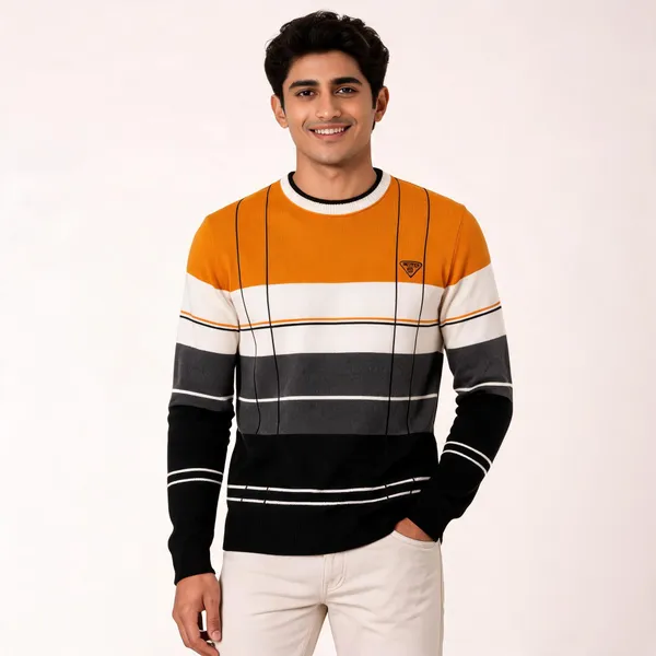 Mustard_&_Black_Wool_Blend_Striped_Regular_Fit_Sweater_For_Men