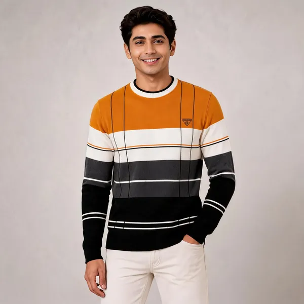 Mustard_&_Black_Wool_Blend_Striped_Regular_Fit_Sweater_For_Men