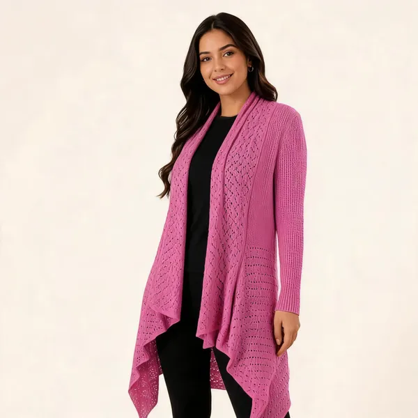Pink_Wool_Open_Front_Relaxed_Cardigan_For_Women