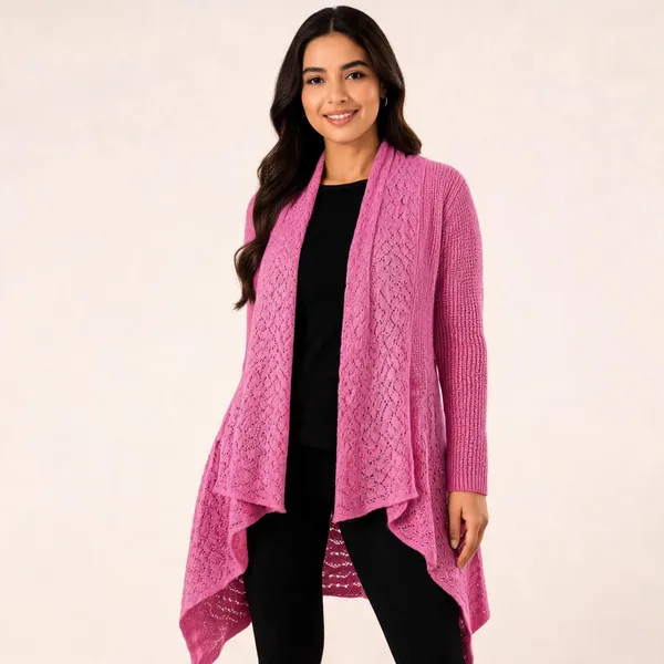 Pink_Wool_Open_Front_Relaxed_Cardigan_For_Women