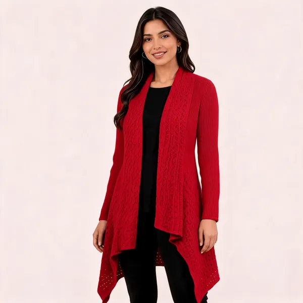Red_Wool_Longline_Open_Front_Cardigan_For_Women
