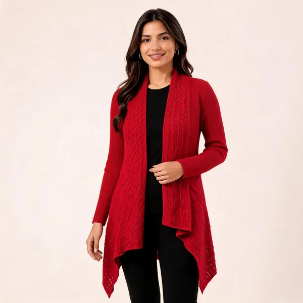Red_Wool_Longline_Open_Front_Cardigan_For_Women