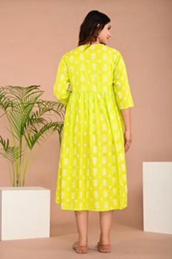 Women_Fit_And_Flare_Light_Green_White_Midi_Calf_Length_Dress