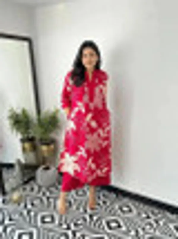 Shivwax_Women_Cotton_Blend_Kurta_Pant_Set