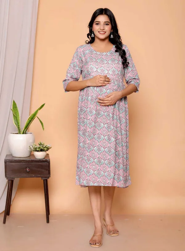 Sj_Rj_Printed_Cotton_Rayon_Stitched_Flared_A_Line_Gown_Purple