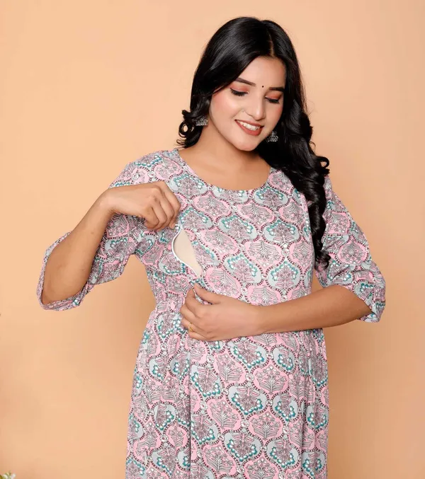 Sj_Rj_Printed_Cotton_Rayon_Stitched_Flared_A_Line_Gown_Purple