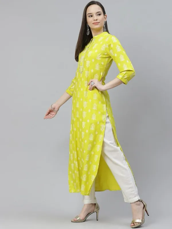 Bbcon_Printed_Viscose_Rayon_A_Line_Kurta_For_Women_Yellow