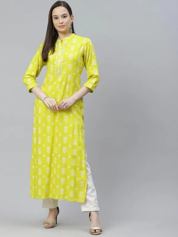 Bbcon_Printed_Viscose_Rayon_A_Line_Kurta_For_Women_Yellow