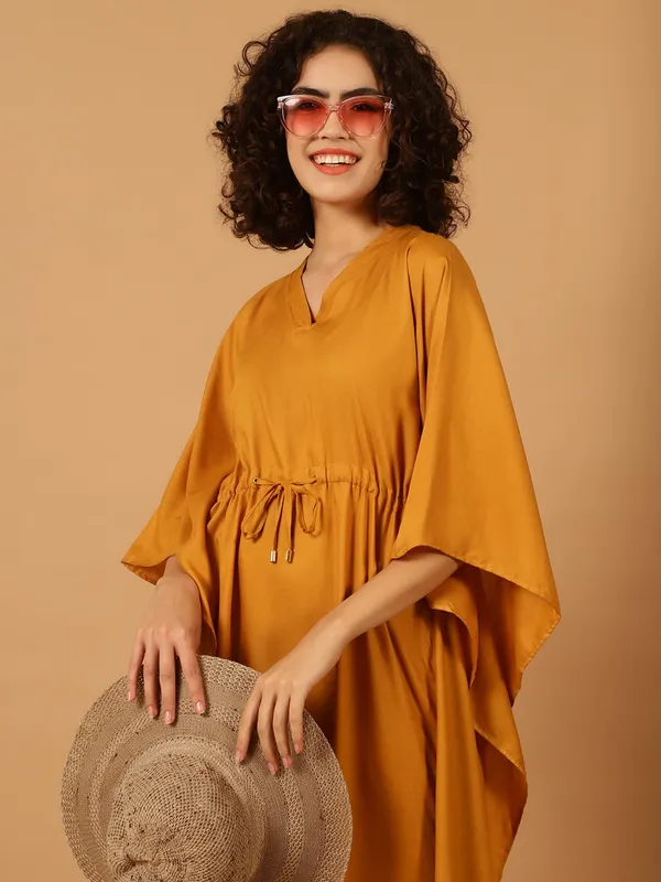Blissence_Women_Mustard_Solid_Kaftan_Nightdress_S