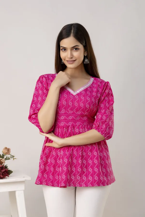 Kritika_Fashion_Casual_Regular_Sleeves_Printed_Women_Pink_Top