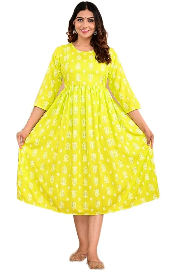 Women_Fit_And_Flare_Light_Green_White_Midi_Calf_Length_Dress