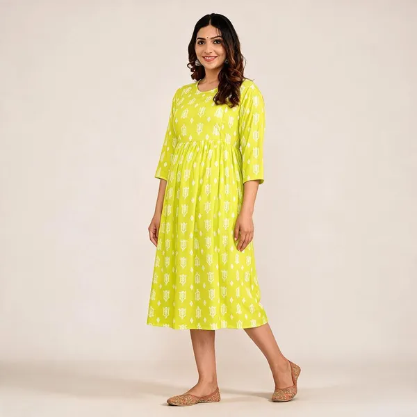 Women_Fit_And_Flare_Light_Green_White_Midi_Calf_Length_Dress