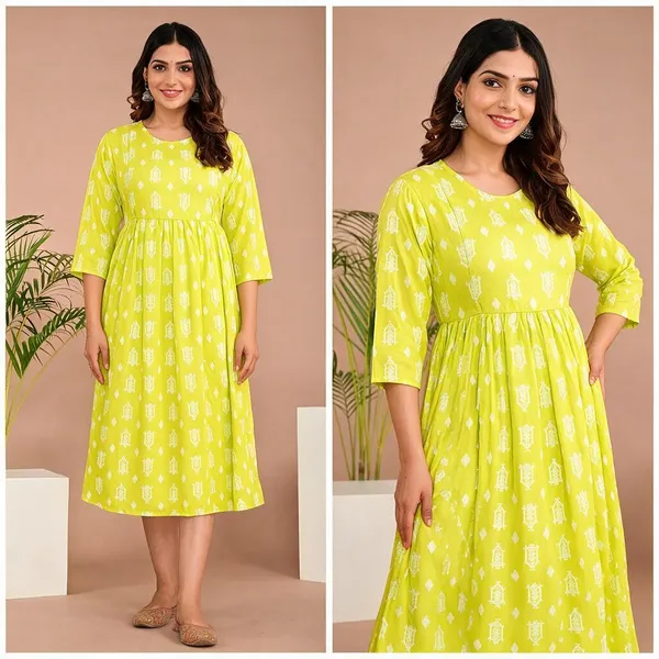 Women_Fit_And_Flare_Light_Green_White_Midi_Calf_Length_Dress