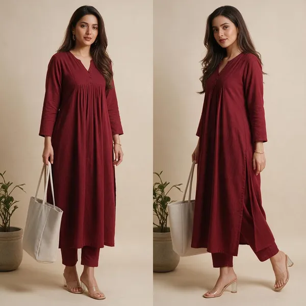 Women__Kurti_Palazzo_Set_-_Maroon