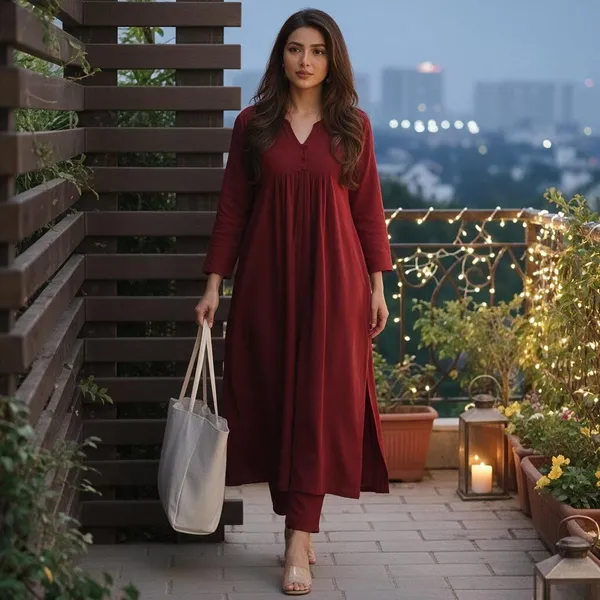 Women__Kurti_Palazzo_Set_-_Maroon