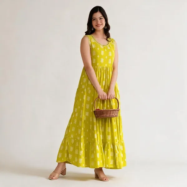 Yellow_Printed_Sleeveless_Tiered_Maxi_Dress