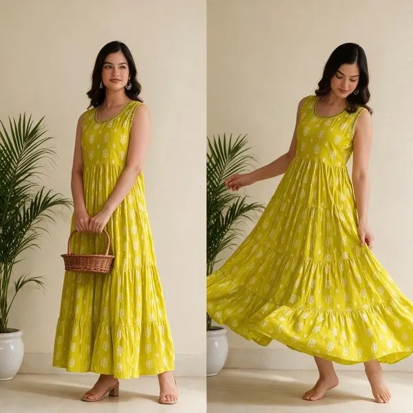 Yellow_Printed_Sleeveless_Tiered_Maxi_Dress