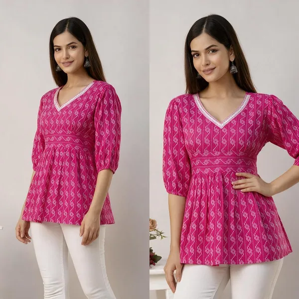 Pink_Ikat_Print_V-Neck_Peplum_Top