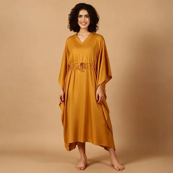 Women_Mustard_Solid_Kaftan_Nightdress_S