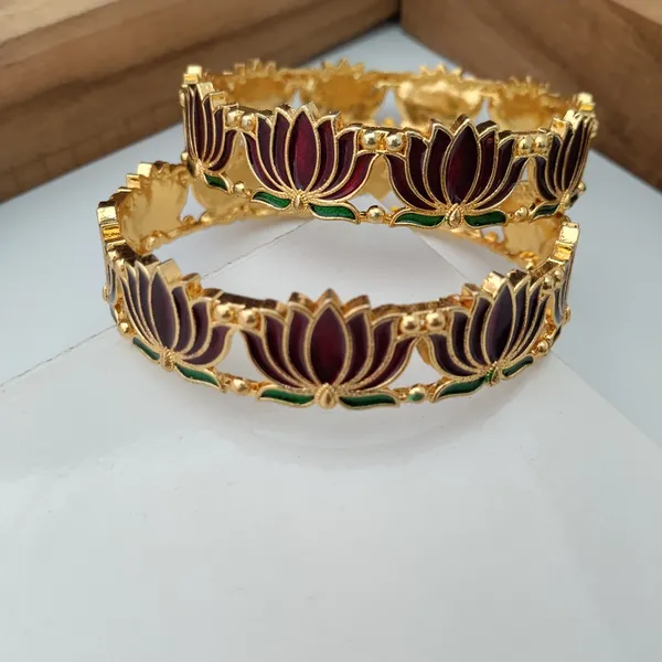 Gold_Tone_Lotus_Enamel_Bangles_For_Women