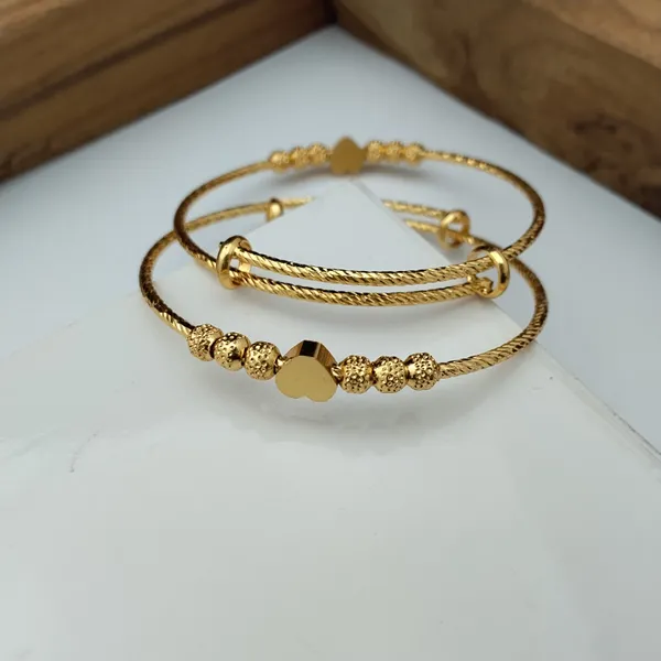Gold-Tone_Beaded_Heart_Charm_Bracelet_Set_For_Women