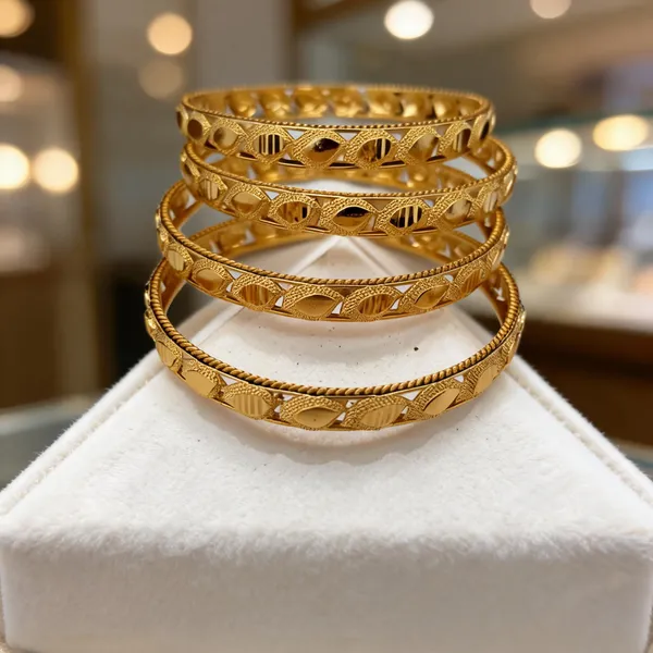 Gold_Tone_Textured_Bangle_Set_For_Women