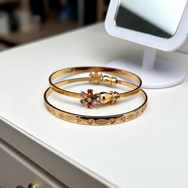 Gold_Tone_Floral_Engraved_Bracelet_For_Women